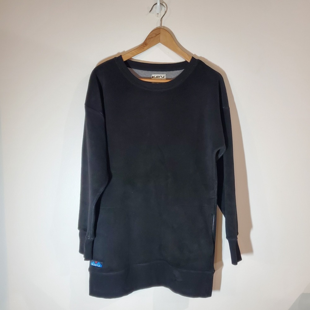 Kavu‎ W's Riverton Sweatshirt black casual fit mid-thigh length pockets